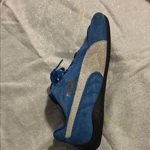 Puma Blue Suede Sneakers with Light Gray Accent